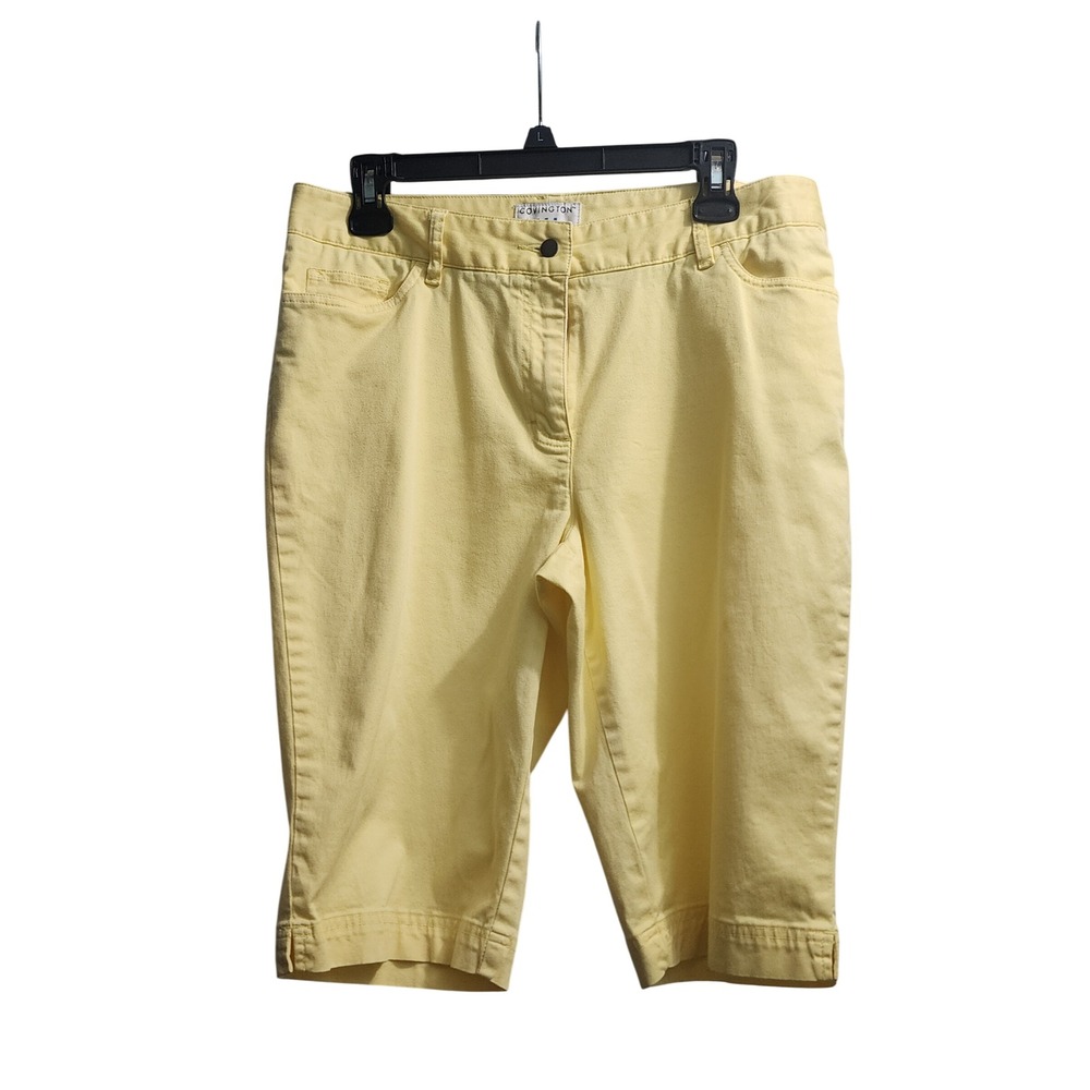 Covington Womens Size‎ 12 Yellow Stretch Capri Pants Cropped Casual
